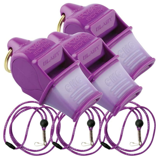 Whistle Fox 40 Sonik Blast CMG, paquete de 3, color morado fuerte, 120 dB