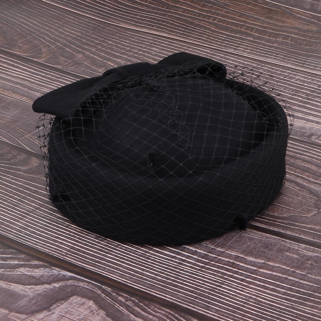 Vintage Wool Felt Pillbox Hat Bow Fascinator Hat Wedding  display picture 2