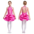 thumbnail image 1 of Yruioon Big Girls Salsa Rumba Chacha Dance Dress Rhinestones Latin Jazz Dancer Costume Backless Leotard Hot Pink 16, 1 of 7
