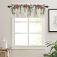 thumbnail image 7 of Christmas Kitchen Curtains and Valances Set, Winter Poinsettia Pine Cones Pine Needles Linen Rod Pocket Window Valance Window Curtain Panels for Living Room Bedroom Laundry, 27.5x36in, 3 Pieces, 7 of 7