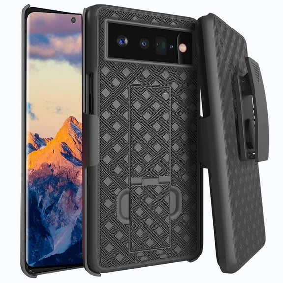 Belt Clip Case for Pixel 6 PRO Phone - Swivel Holster Cover Kickstand Armor Combo Drop-Proof Defender Protective Case for Google Pixel 6 Pro (6.7")
