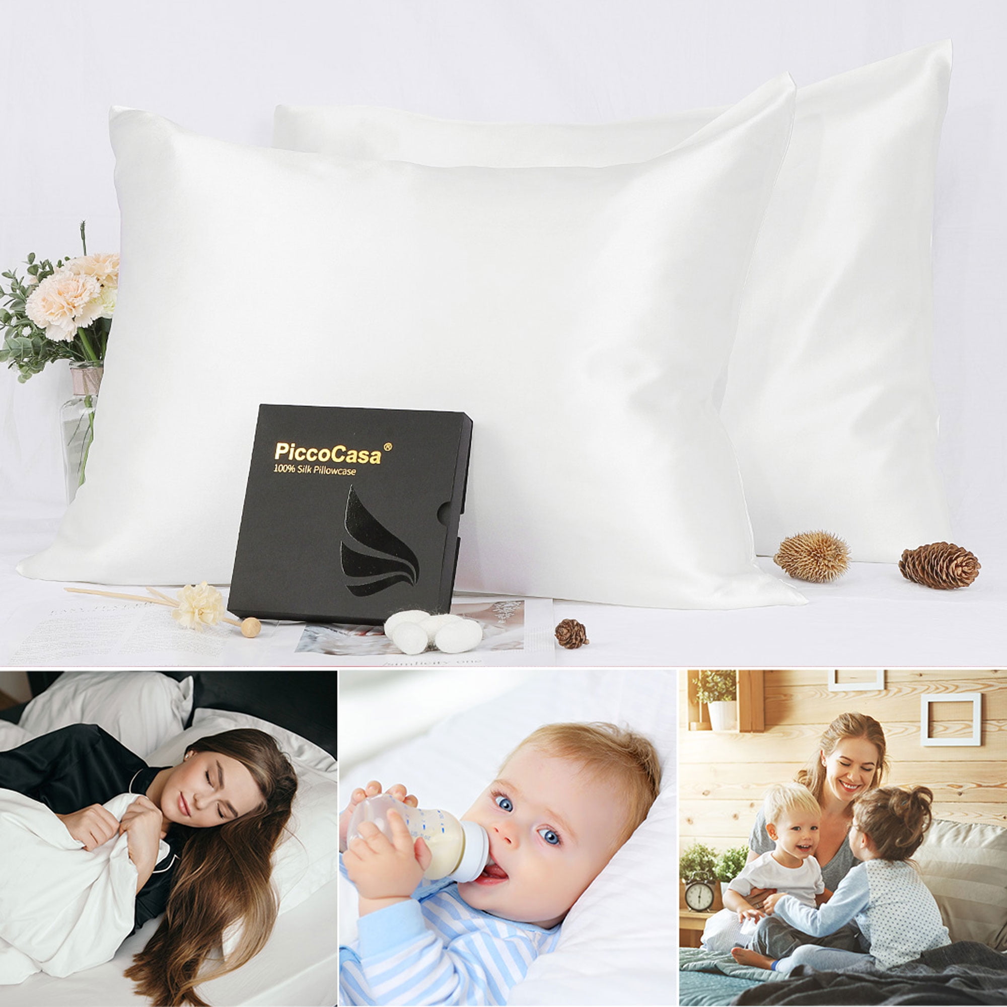 Details about   100% Natural Silk Pillowcase Hair Beauty Printed Pillow Towel for Healthy Sleep
