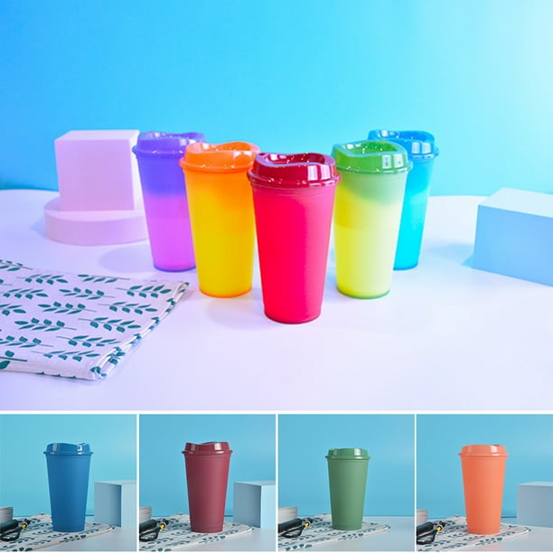 Color Changing Cups with Lids 473ml Reusable BPA Free Creative Hot