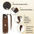 thumbnail image 2 of MY-LADY Remy Human Hair Extensions Ponytail Magic Paste Extensions Hair Wrap Around Ponytail Hair Piece Clip in Straight 20inch #04 Medium Brown, 2 of 8