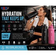 ThermoFlask Leakproof Insulated Stainless Steel Water Bottle Set, 32 oz Reusable Double Wall Vacuum Bottles with Straw & Chug Lids, 2 Pack