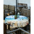 thumbnail image 2 of Fsddascl Coastal Beach Outdoor Tablecloth - 60 Inch Round Dining Table Cover, Summer Ocean Wave Starfish Shell Plank Waterproof Outdoor Table Cloth with Umbrella Hole & Zipper for Picnic/Patio/Party, 2 of 7