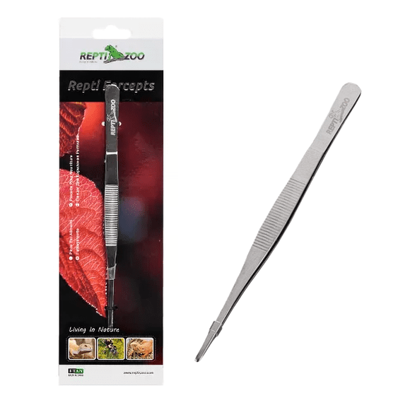 Pinzas Rectas REPTI ZOO Para Reptiles Acuarios Terrarios 25cm Acero inoxidable