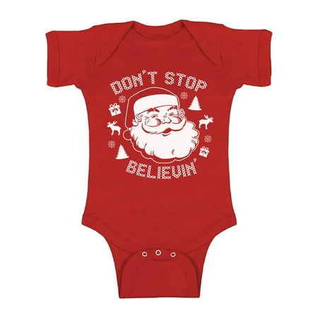 Awkward Styles Don't Stop Believin' Santa Christmas Baby Outfit Newborn Boy Newborn Girl Santa Claus Christmas Bodysuit My First Christmas Clothes Christmas Baby Girl Christmas Baby Boy Xmas (Best Christmas Gifts For A Newborn)