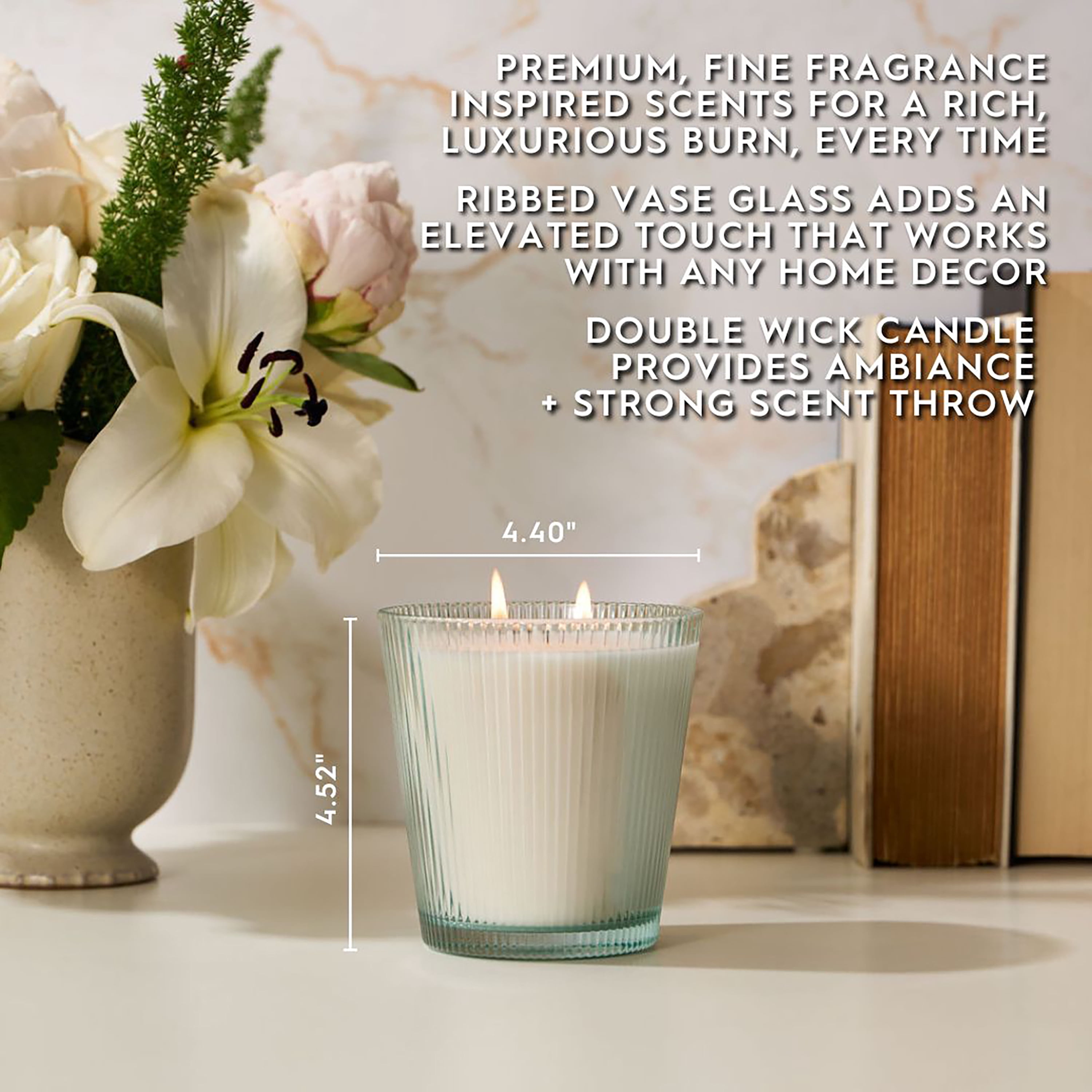 Better Homes & Gardens Fine Fragrance Collection Light Blue Mist Scented 2-Wick Jar Candle, 16 oz