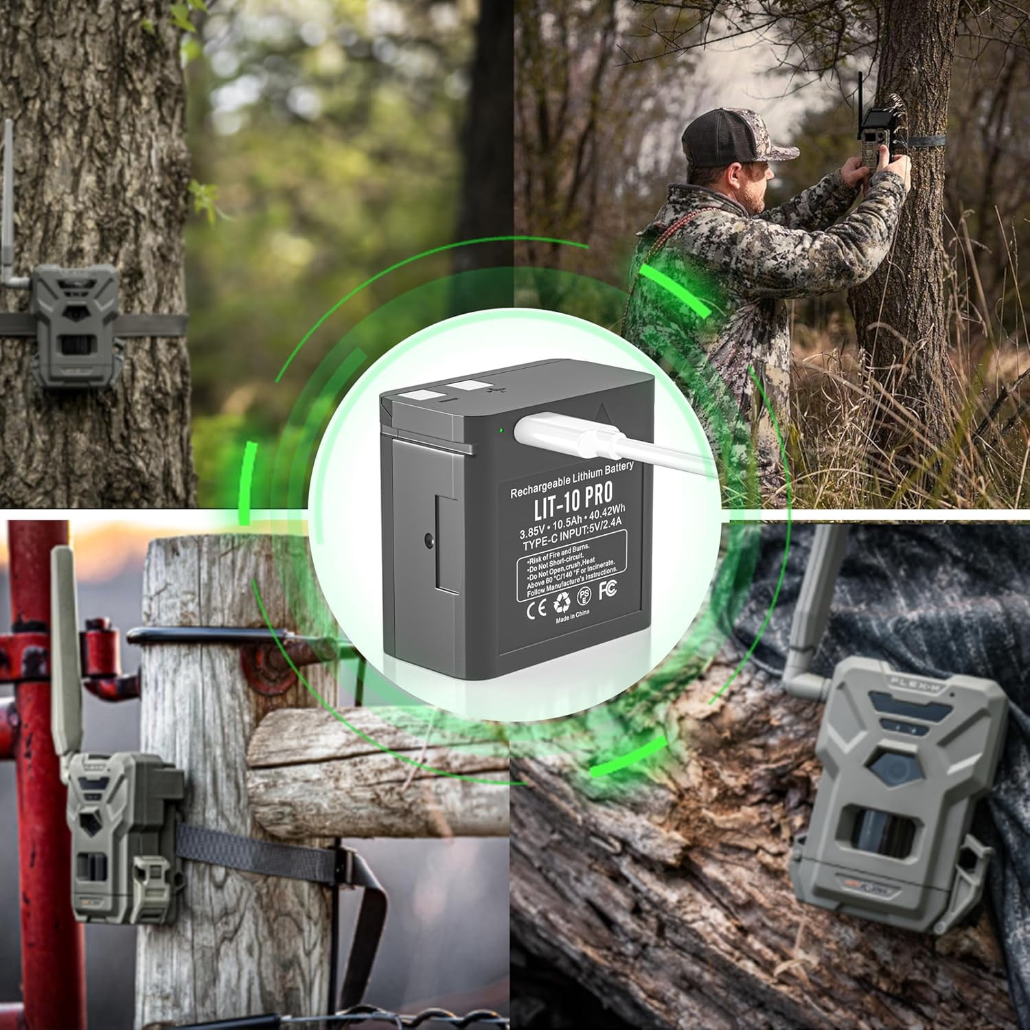 2pack Rechargeable Battery for  Cellular Trail Camera Link-Micro, Cell-Link, LM2, Link-Micro-S-LTE Hunting Trail Camera Battery with Type-C Cable