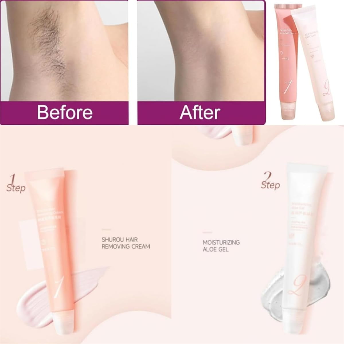 Hair Remover Cream, Facial Hair Removal for Women, Instant Hair Removal Kit （2）