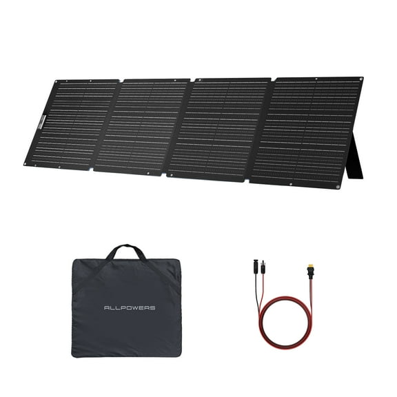 ALLPOWERS SOLAX SE200 200W Portable Solar Panel, High-Efficiency Monocrystalline, IP68 Waterproof Solar Charger for Power Stations, RV, Camping, Off-Grid & Emergency Power