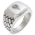 thumbnail image 1 of Stainless Steel Hera Greek Goddess of Marriage Geometric Pattern Step-Down Biker Style Polished Ring, 1 of 1