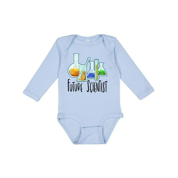 Inktastic Future Scientist with Beakers, Test Tubes and Formulas Boys or Girls Long Sleeve Baby Bodysuit
