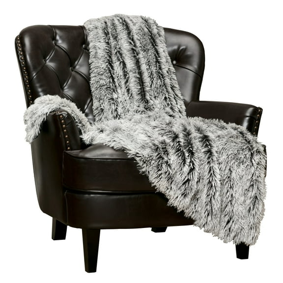 Chanasya Shaggy Longfur Faux Fur Throw Blanket - Snuggly Fuzzy Lightweight Plush Sherpa Fleece Microfiber Blanket - For Couch Bed Chair Photo Props (50x65 Inches) Black
