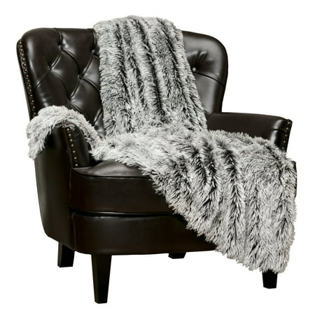 Chanasya Shaggy Longfur Faux Fur Throw Blanket - Snuggly Fuzzy Lightweight Plush Sherpa Fleece Microfiber Blanket - For Couch Bed Chair Photo Props (50x65 Inches) Black