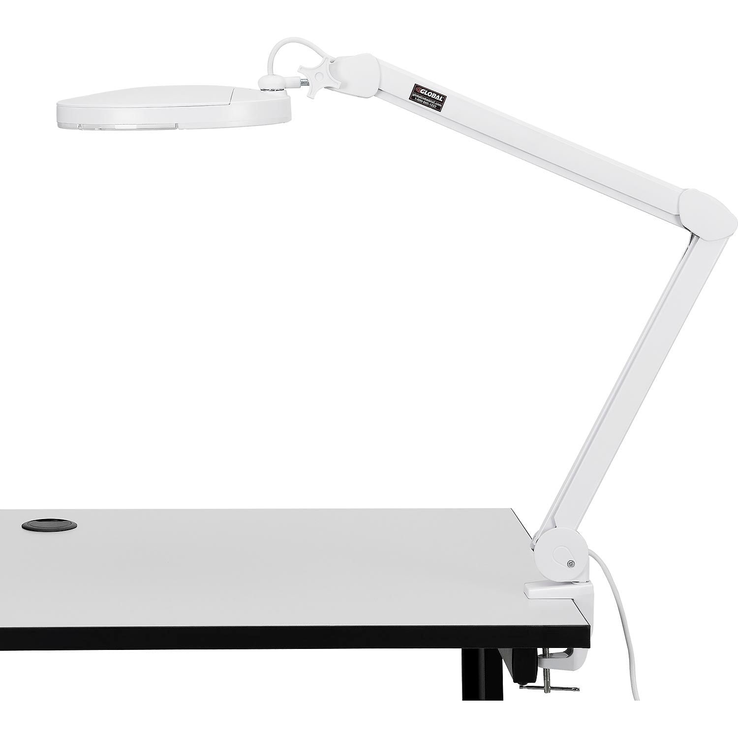 Global Industrial 8 Diopter LED Magnifying Lamp With Covered Metal Arm White