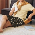 thumbnail image 3 of Mens Pajama Pants - Black Golden Spades Checkered Sleep Shorts Mens Pajama Shorts, Comfy Pj Pants for Mens Lounge Shorts, 3 of 5