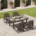 thumbnail image 5 of KINGYES 5 Piece Patio Dining Set for 4, HDPE Outdoor Table and Chairs Set with Umbrella Hole, Dark Brown, 5 of 9