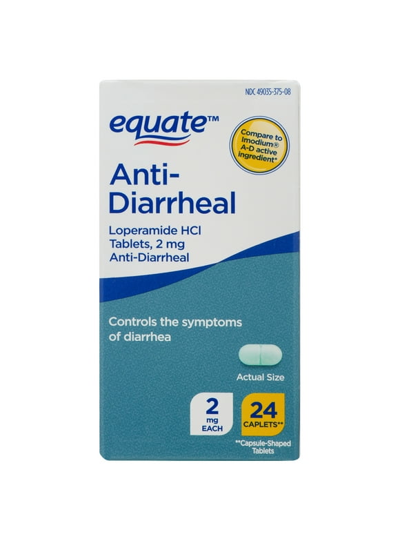 Equate Loperamide Tablets for Diarrhea, 2 mg, 24 Count