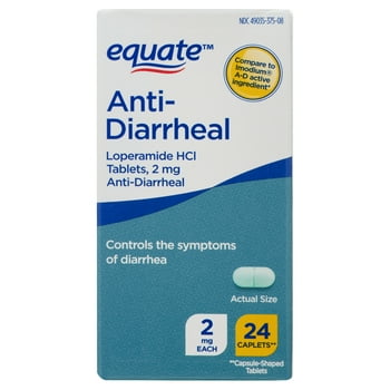 Equate Loperamide s for Diarrhea, 2 mg, 24 Count
