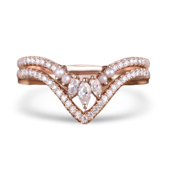 Sterling Silver Pearl & Cubic Zirconia Ring Set For Women