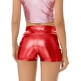 thumbnail image 5 of Lejafay Women's Metallic Shiny Rave Booty Shorts High Waisted Bottoms Hot Shorts Red L, 5 of 7