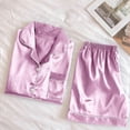 thumbnail image 4 of Ruimatai Women's Summer Pajama Set V-Neck Short Sleeve Casual Sleepwear Loose Comfortable Soft Polyester Shirt & Pants Set, 4 of 6