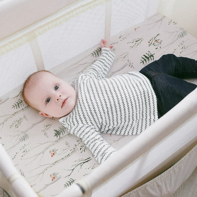 Gllquen Baby Bassinet Crib Bed Cover Set, Breathable Cozy Fitted