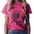 thumbnail image 2 of YDFCWXW Graphic Tees for Women Short Sleeve Crewneck Casual Cute T-Shirt Fashion Sunflower Lounge Tops Hot Pink, 3XL, 2 of 6