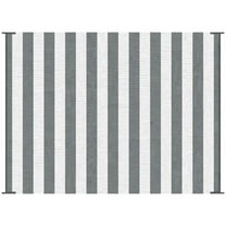 YYAo Indoor Rugs,Indoor Door Mat,Reversible Outdoor Rug, 9'x 12' Waterproof Straw Floor Mat, Portable RV Camping Carpet, Gray & White Striped