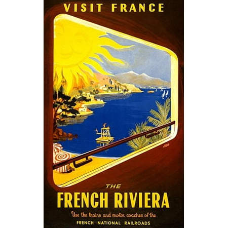 Visit France The French Riviera Travel Stretched Canvas -  (24 x (French Riviera Best Places To Visit)