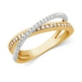 thumbnail image 2 of CARATS FOR YOU 1/3cttw Round Cut White Natural Diamond In 14K Yellow Gold Plated Criss Cross Diamond Ring (0.33 Carat, I-J Color, I2-I3 Clarity) Ring Size-10.5, 2 of 5