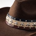 thumbnail image 5 of Hsqqdc Cowboy Hat with Star Band Wide Brim Fedora for Outdoor Events, 5 of 7