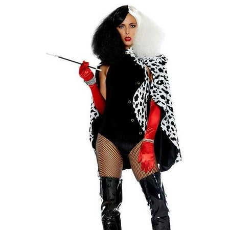 Sexy Forplay DeVilish Black & White Bodysuit Cruella Villain Costume 4pc