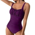 thumbnail image 2 of snowsong Swim Suits for Women One Piece Swimsuit Women Women's Pleated Suspender Fashionable Swimsuit Tankini Swimsuits Bathing Suit Tummy Control Swimsuits Modest Swimsuits for Women Purple XXL, 2 of 6