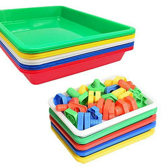 10Pcs Multicolor Plastic Art Trays Activity Tray Organizer Serving Tray for Crafts, DIY Projects, Painting,Beads, Organizing Supply