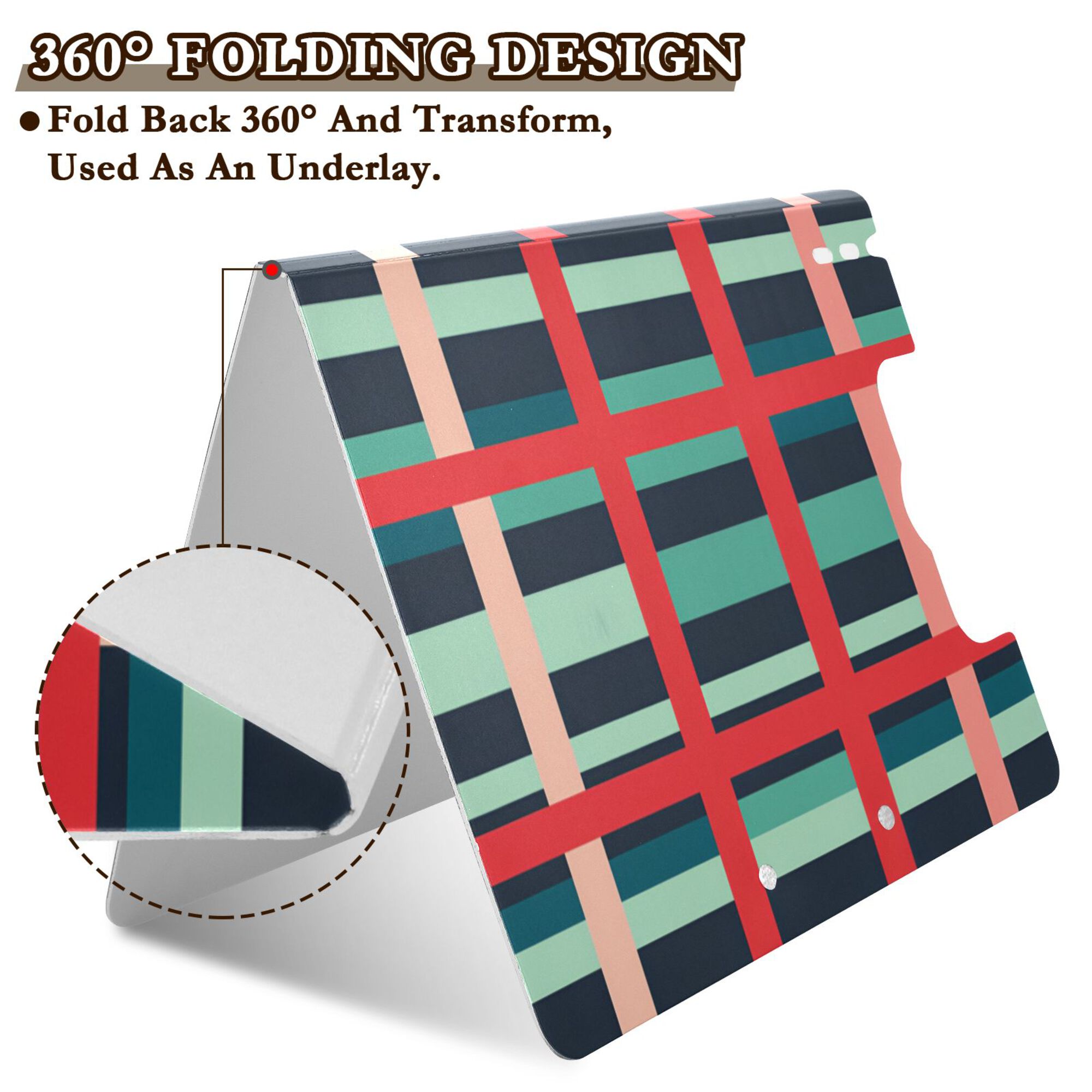 FORMRS A4 Clipboard Folder with Pen Holder Horizontal Foldable School Office Binder, Green Plaid