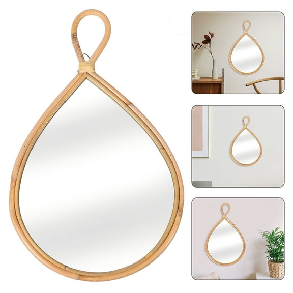 Tineasur Decorative Woven Mirror for Home Use Wooden and Glass Design