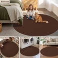 thumbnail image 6 of Brown Pure Color Round Area Rugs Collection 7', Aesthetics Contemporary Luxury Non Slip Indoor Circular Throw Runner Rug Floor Mat Carpet for Living Room Dining Table Bedroom Nursery, 6 of 9