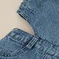 thumbnail image 4 of Barboteuse en Denim pour Filles, Combinaison Sans Manches, Salopette Ajourée, 4 of 6