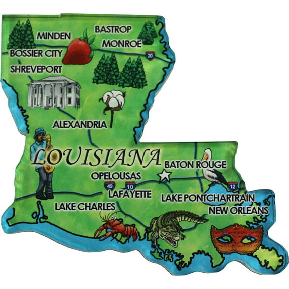 Louisiana Acrylic State Map Magnet