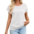 thumbnail image 2 of Short Sleeved Women Crochet Knit Sweater Vest Tops, 2 of 6