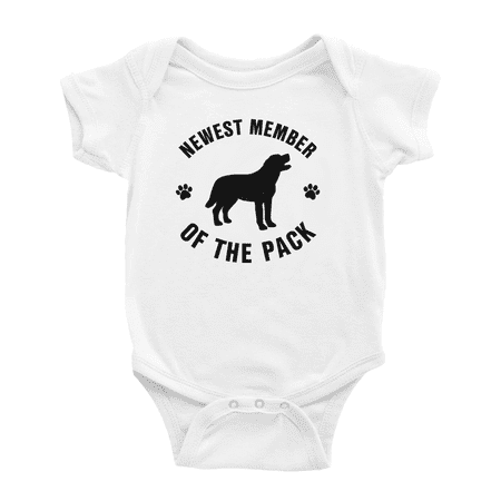 

Newest Member of The Pack Labrador Retriever Dog Funny Baby Bodysuit Boy Girl