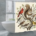 thumbnail image 3 of Bird Squirrel Print Shower Curtain,Modern Fabric Waterproof Shower Curtain Set with Hooks 70.8×70.8Inch (180×180cm), 3 of 5