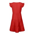 thumbnail image 5 of Fesfesfes Spring Dresses for Women Round Neck Ruffle Short Sleeve Dress Loose Casual Solid Solor Fashion Mini Party Dress, 5 of 6