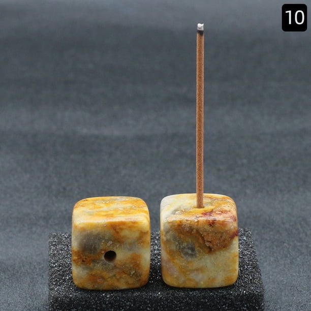 XmhyTop-A Porta incienso de piedra de cristal, paquete de 2 varillas para aromaterapia, meditación de yoga, 20 x 20 mm con orificio de 3 mm, quemador de piedra natural, S09