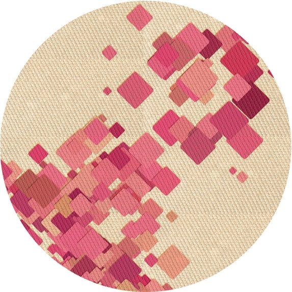 Ahgly Company Indoor Round Patterned Deep Peach Orange Area Rugs, 6' Round