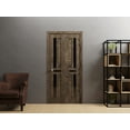 thumbnail image 3 of Sliding Closet Bi-fold Doors 56 x 96 inches | Veregio 7588 Cognac Oak with Black Glass | Sturdy Tracks Moldings Trims Hardware Set | Wood Solid Bedroom Wardrobe Doors, 3 of 5