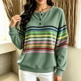 thumbnail image 5 of Enjoytime Sweatshirt for Women Striped Long Sleeve Half Button Pullover Tops Fall Fashion Casual Crew Neck Sweatshirts, 5 of 7